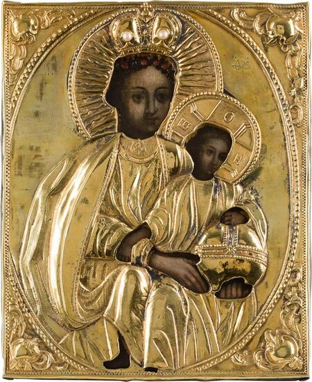 AN ICON SHOWING THE MOTHER OF GOD SHESTOKOVSKAYA WITH A