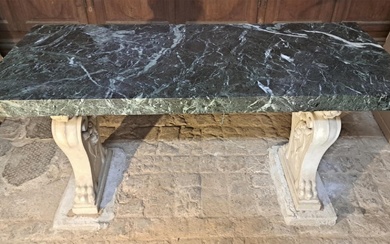 AN ITALIAN CARVED MARBLE CENTRE TABLE, 19TH CENTURY AND LATER