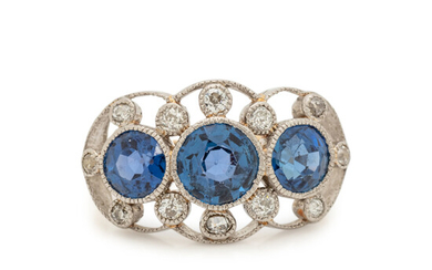 ANTIQUE, SAPPHIRE AND DIAMOND RING