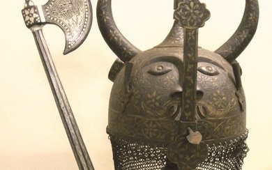 ARMOR MUSEUM LEVEL PERSIAN STYLE WARRIOR HELMET DEMON DEVIL FACE...