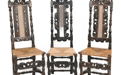 ASSEMBLED SET OF THREE WILLIAM & MARY SIDE CHAIRS America, First Half of the 18th Century Back