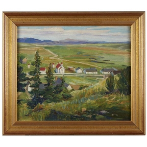 ATTRIBUTED TO DAVID SPIVAC (american, 1893-1932) GREEN PASTURES Oil...