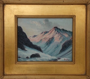 ATTRIBUTED TO LOUIS CHARLES VOGT AMERICAN 1864 1939 OIL ON BOARD MOUNTAINSCAPE