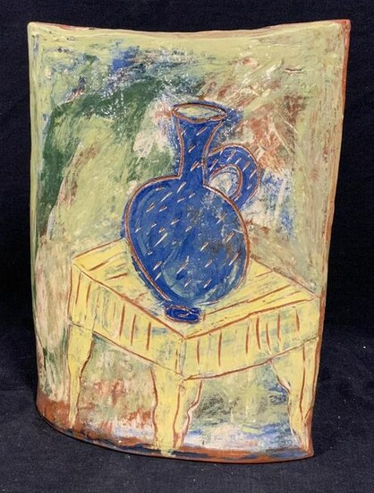 Abstract Ceramic Vessel W/ Painted Vase