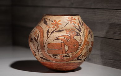 Acoma / Laguna Polychrome Parrot Pottery Jar