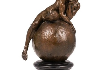 After Fix Masseau "Thinking Man" Bronze Sculpture