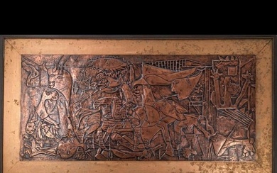 After Pablo Picasso 1881-1973 "GUERNICA 1937" Copper Relief Wall Art