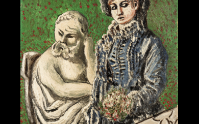 Alberto Savinio ( Atene 1891 - Roma 1952 ) , "La fille de la statue" 1926-1927 oil on canvas cm 35.5x27 Signed lower right Titled on the stretcher Provenance Collection...