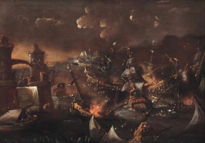 Alessandro Grevenbroeck (act.c 1717-1724) (Cerchia di) - Battaglia di Lepanto