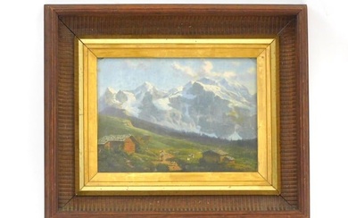 Alpine Landscape. 19th century. Oil painting on