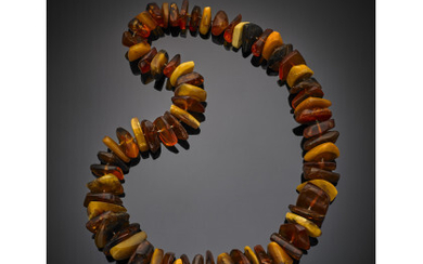 Amber irregular bead necklace, g 251.48, length cm 72 circa.Read more