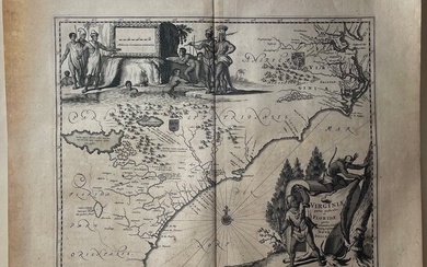 America, Map - North America / Virginia / Florida; John Ogilby - Virginiae Partis australis, et Floridae partis orientalis, interjacentiumq regionum Nova Descriptio - 1661-1680