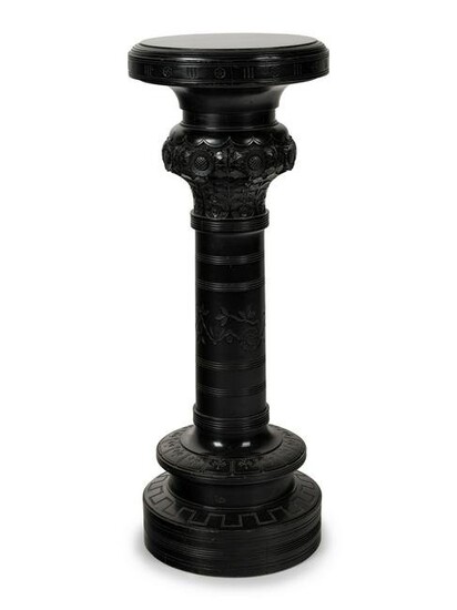 An American Carved and Ebonized Cherry Pedestal
