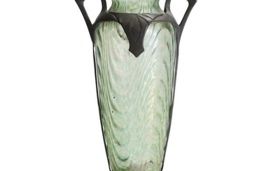 An Austrian pewter-mounted glass vase