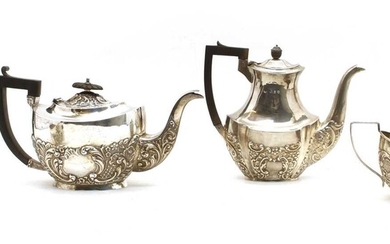 An Edward VII silver four piece tea set