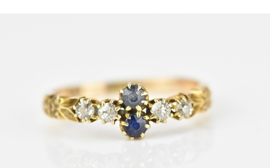An Edwardian 18ct yellow gold, diamond and blue sapphire dre...