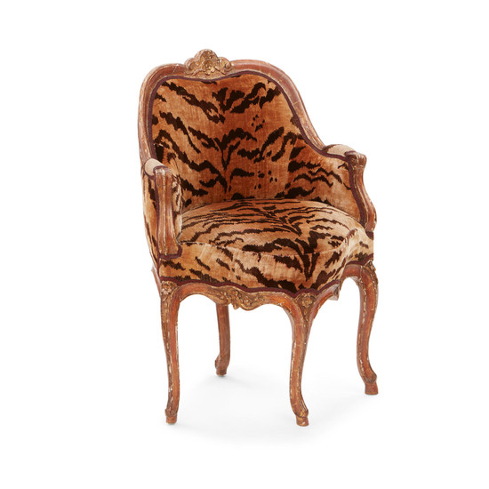 An Italian Rococo Giltwood Corner Chair