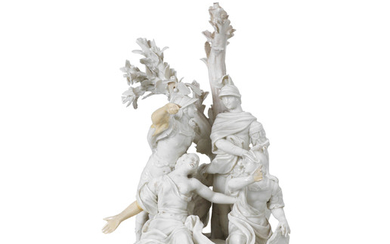An Italian white porcelain group of classical figures, probably Nove
