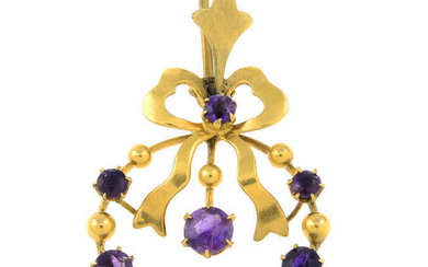An early 20th century 15ct gold amethyst pendant.