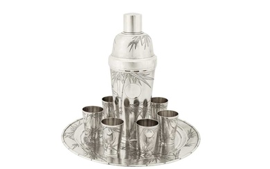 An early 20th century Chinese export unmarked silver cocktail set, Shanghai circa 1930
