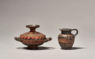 Ancient Greek Ceramic MINIATURE VESSELS - 8×12×6.5 cm - (2)