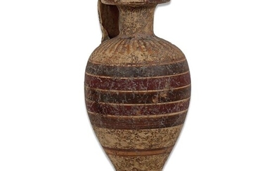 Ancient Greek Pottery Piriformed aryballos with strip decoration - 100×55×0 mm - (1)