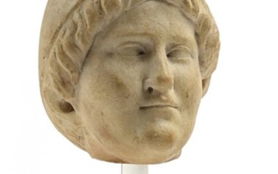 Ancient Roman Marble Attis sculpture's head. 2nd - 3rd century AD. 24 cm H. Very fine. Spanish Export License.
