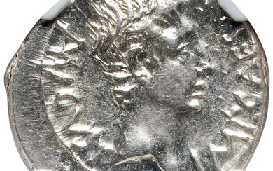 Ancients: , Augustus (27 BC-AD 14). AR denarius (19mm, 3.88 gm, 11h). NGC MS 4/5 - 3/5....