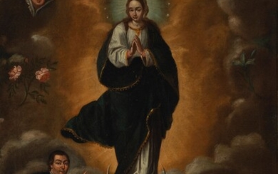 Andalusian School, ca.1760. "Immaculate Conception with donor D. Francisco Lasso de Castilla, Bishop of Malaga"....