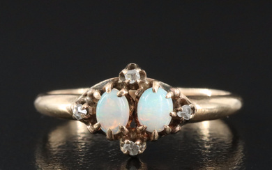 Antique 10K Opal and Diamond Ring