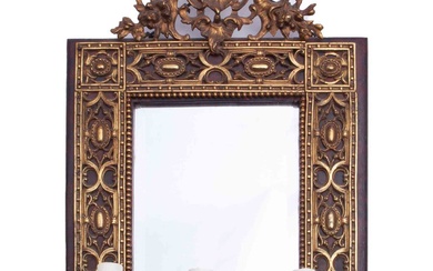 Antique 19th Century Gilded Wooden Mirror Wall Sconce