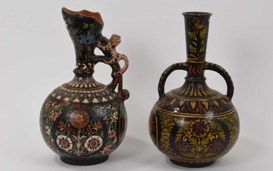 Antique Bombay School of Art pottery vase and ewer, India (2)