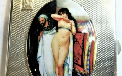 Antique British Erotic 1932s Nude Lady & Arab Man Sterl
