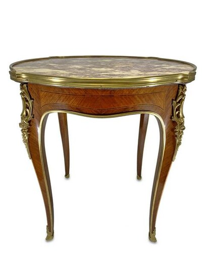 Antique French Linke style marble top ormolu table