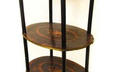 Antique French Marquetry Inlaid Tiered Side Table