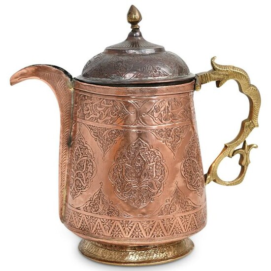 Antique Islamic Engraved Copper Coffee Pot