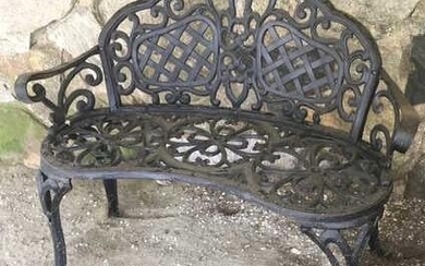 Antique Painted Cast Iron Garden / Outdoor Bench