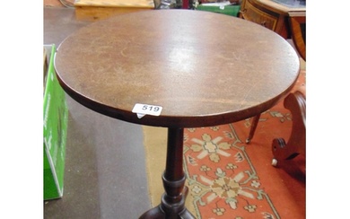 Antique mahogany tripod table, circular top, turned column a...