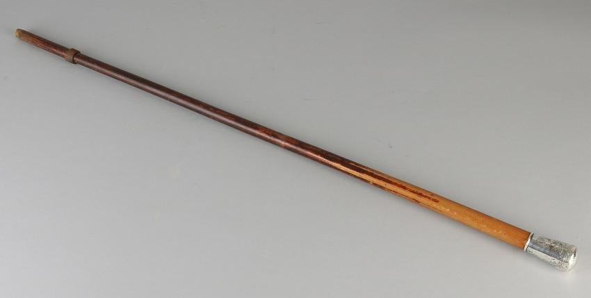 Antique wooden cane with silver knob beautifully
