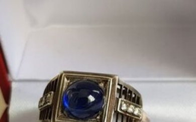 AntiqueGold - Ring - 1.50 ct Sapphire - Diamonds