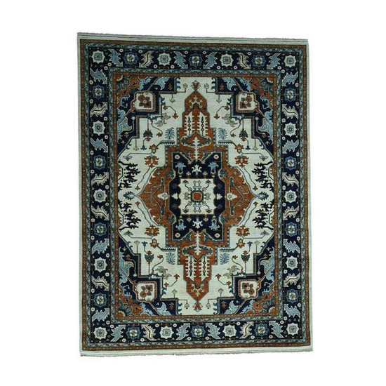 Antiqued Heriz Hand-Knotted Pure Wool Oriental Rug
