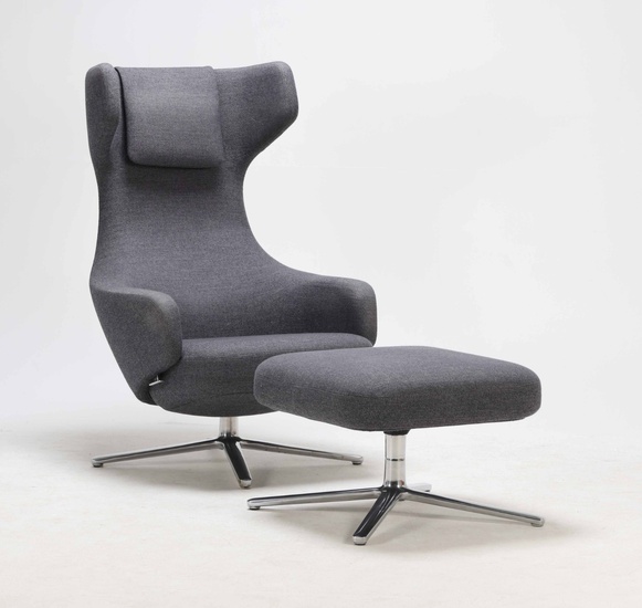 Antonio Citterio for Vitra: Armchair with stool, model Grand Repos (2)
