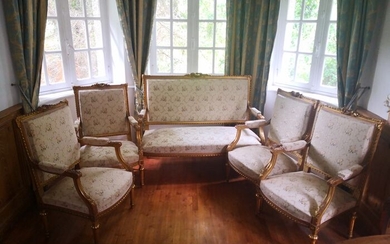 Armchair, Settee (5) - Napoleon III Style - Wood - Circa 1900