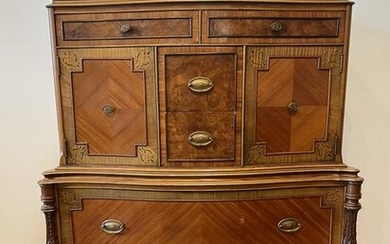 Art Deco French Satinwood Highboy Dresser