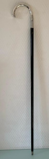 Art Deco French Silver cane with ebonised palissander