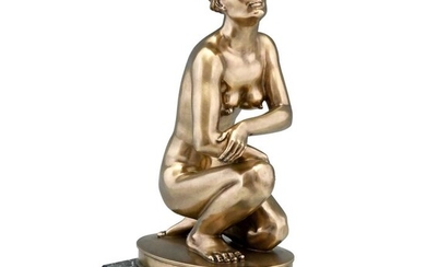 Art Deco bronze sculpture kneeling nude