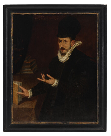 BARTOLOMEO PASSEROTTI (BOLOGNA 1529-1592 ROME) Portrait of a scholar, three-quarter-length, before a table