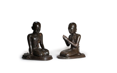 BIRMANIE - XXe siècle Deux statuettes en... - Lot 19 - Aponem