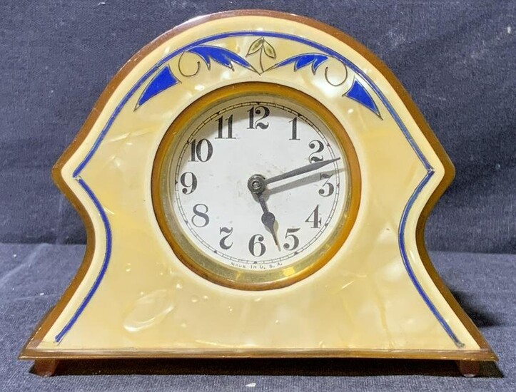 Bakelite Mantel Clock with Blue Detail