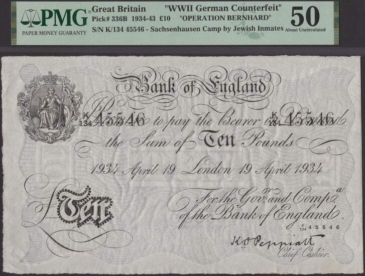 Bank of England, Kenneth O. Peppiatt, Operation Bernhard, £10, London, 19 April...